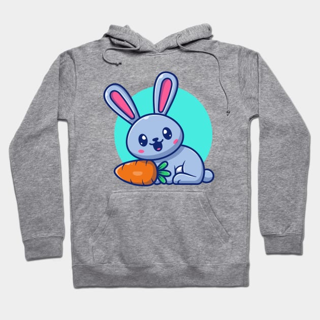 Cute Rabbit With Carrot Cartoon Hoodie by Catalyst Labs